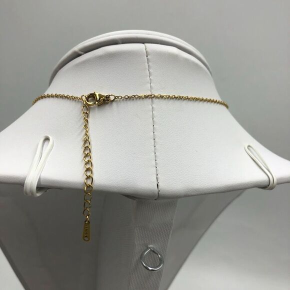 18K Gold Plated Women's Leaf Cubic Zirconia Pendant Necklace Waterproof - Picture 8 of 11